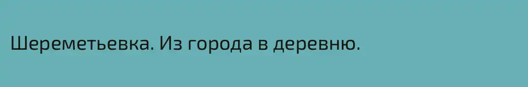 Шереметьевка. Из города в деревню.